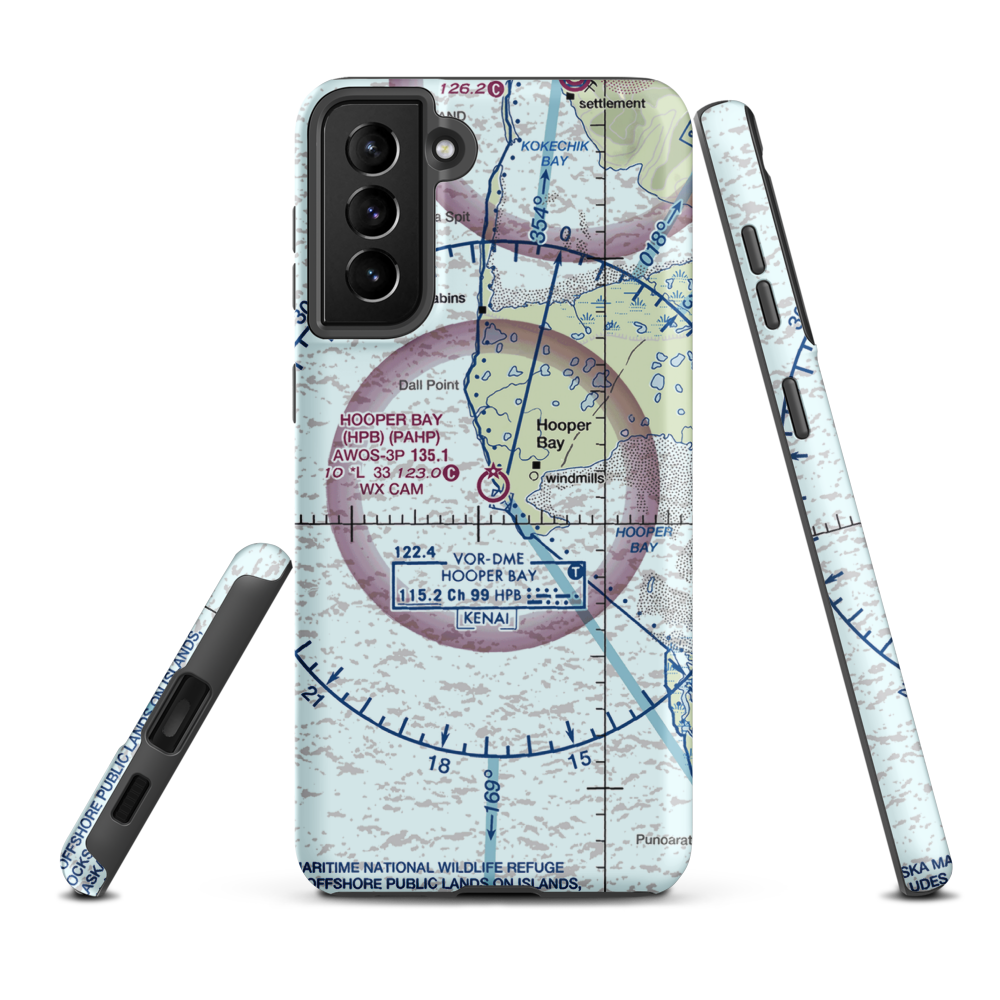 Hooper Bay Airport (HPB) VFR Sectional Samsung Phone Case Samsung Galaxy S21 Plus model shown