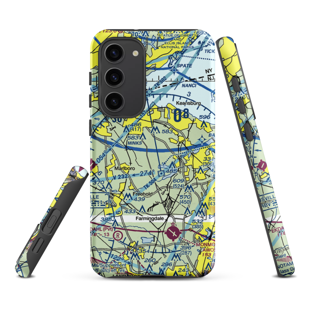 Hop Brook Farm Airport (NJ72) VFR Sectional Samsung Phone Case Samsung Galaxy S23 Plus model shown