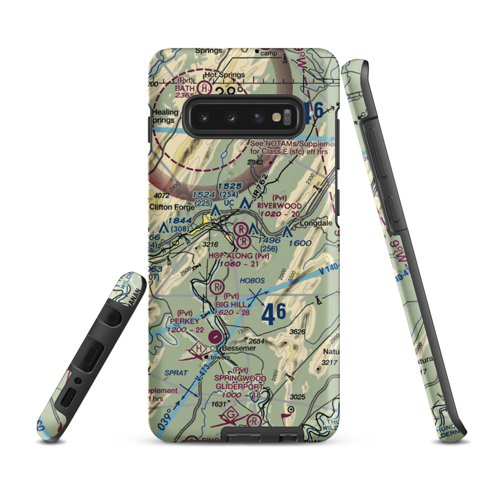 Hop-Along Airport (12VA) VFR Sectional Samsung Phone Case Samsung Galaxy S10e model shown