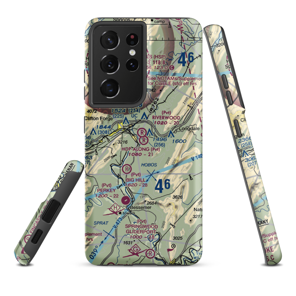 Hop-Along Airport (12VA) VFR Sectional Samsung Phone Case Samsung Galaxy S21 Ultra model shown