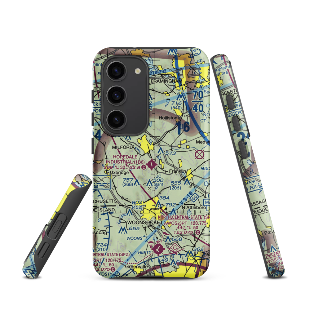 Hopedale Industrial Park Airport (1B6) VFR Sectional Samsung Phone Case Samsung Galaxy S23 model shown