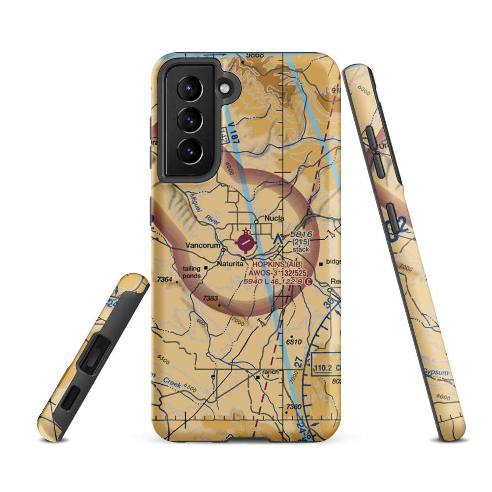Hopkins Field (AIB) VFR Sectional Samsung Phone Case Samsung Galaxy S21 FE model shown