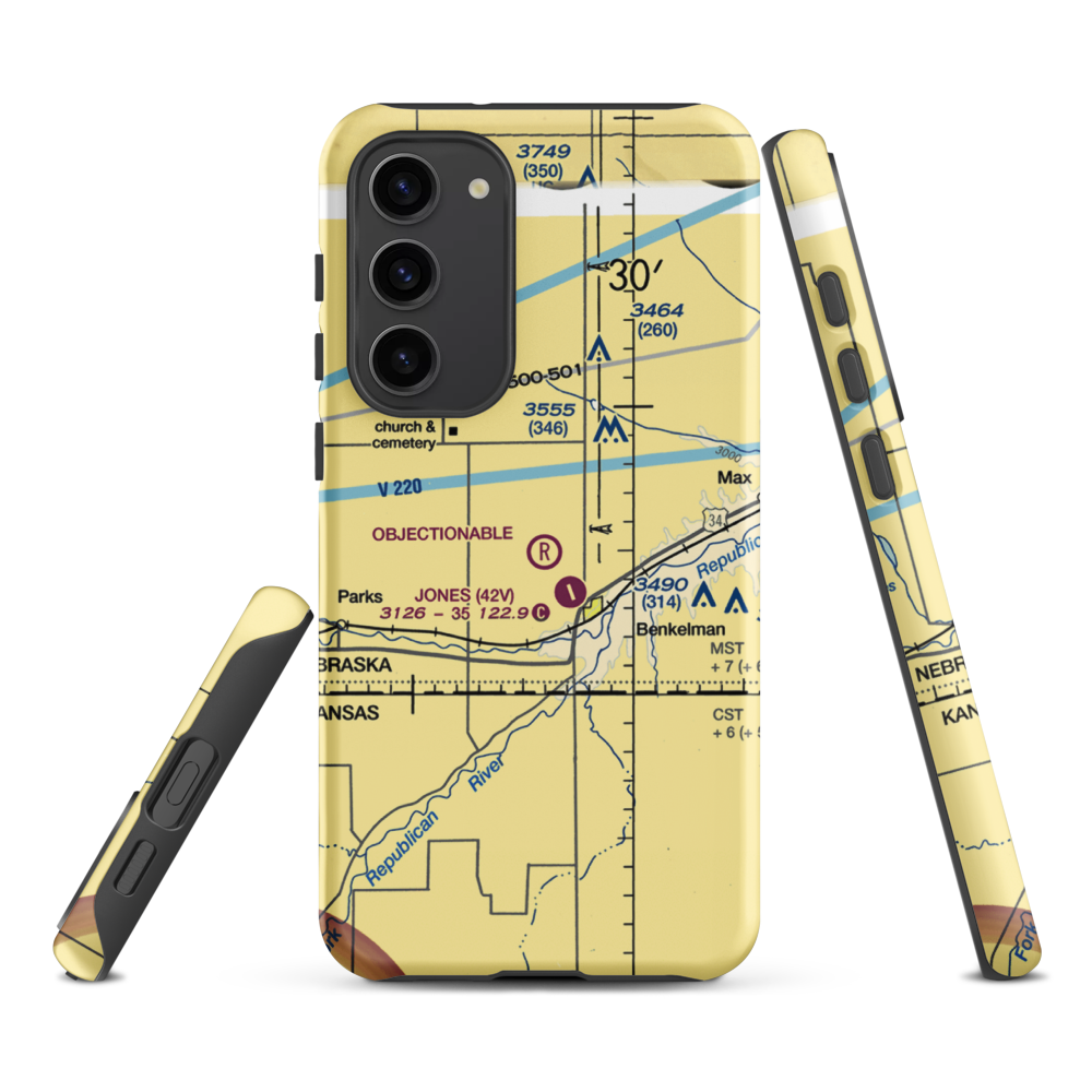 Hoppy's Airport (6NE8) VFR Sectional Samsung Phone Case Samsung Galaxy S23 Plus model shown
