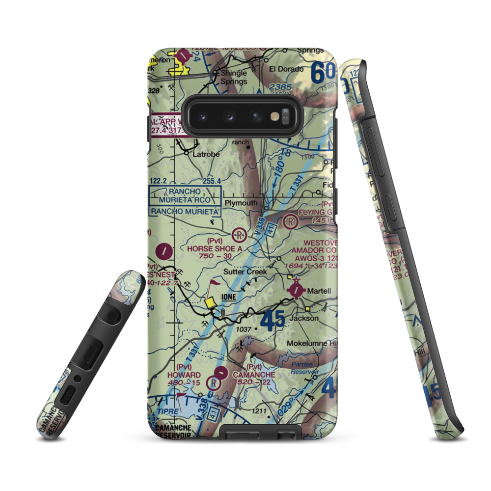 Horse Shoe A Ranch Airport (CA71) VFR Sectional Samsung Phone Case Samsung Galaxy S10 Plus model shown