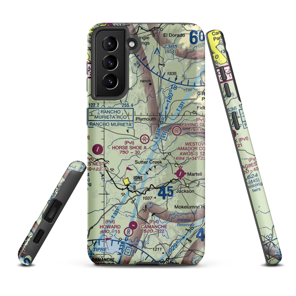 Horse Shoe A Ranch Airport (CA71) VFR Sectional Samsung Phone Case Samsung Galaxy S21 FE model shown