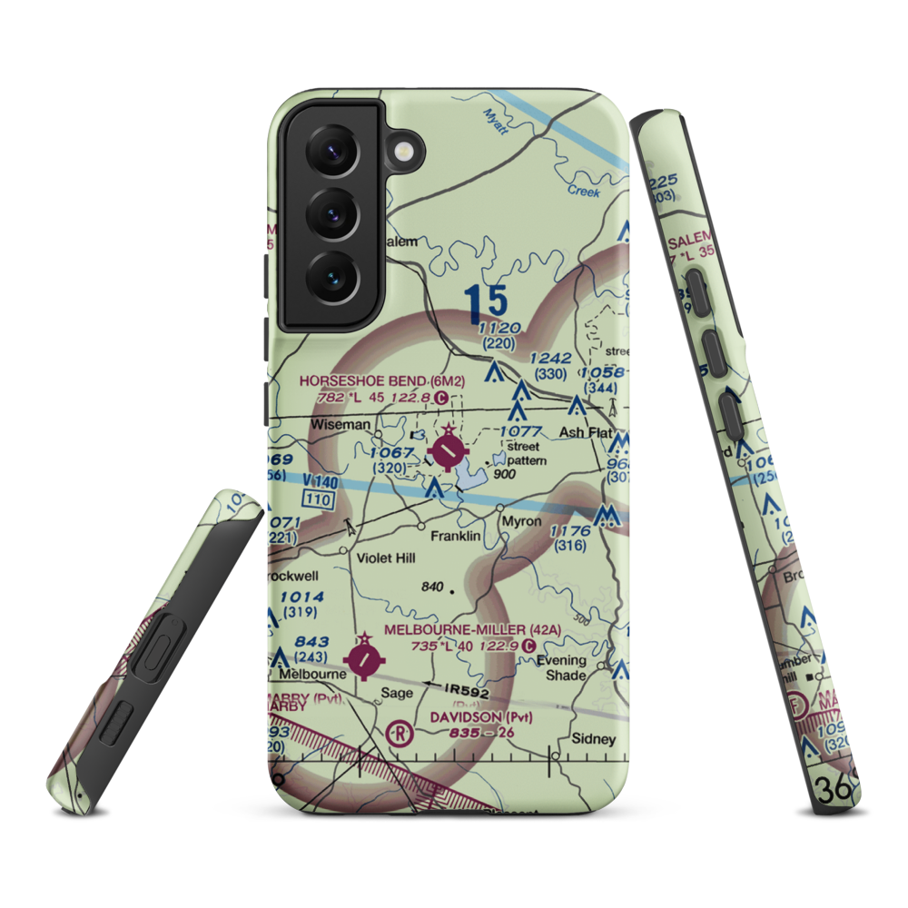 Horseshoe Bend Airport (6M2) VFR Sectional Samsung Phone Case Samsung Galaxy S22 Plus model shown