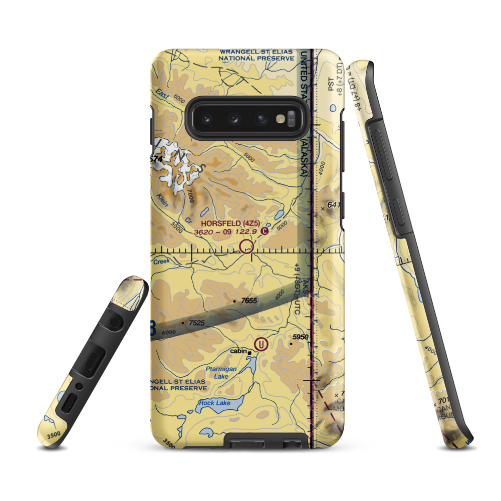 Horsfeld Airport (4Z5) VFR Sectional Samsung Phone Case Samsung Galaxy S10 Plus model shown