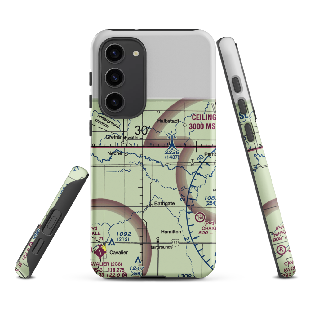 Horsley Airstrip (NA67) VFR Sectional Samsung Phone Case Samsung Galaxy S23 Plus model shown