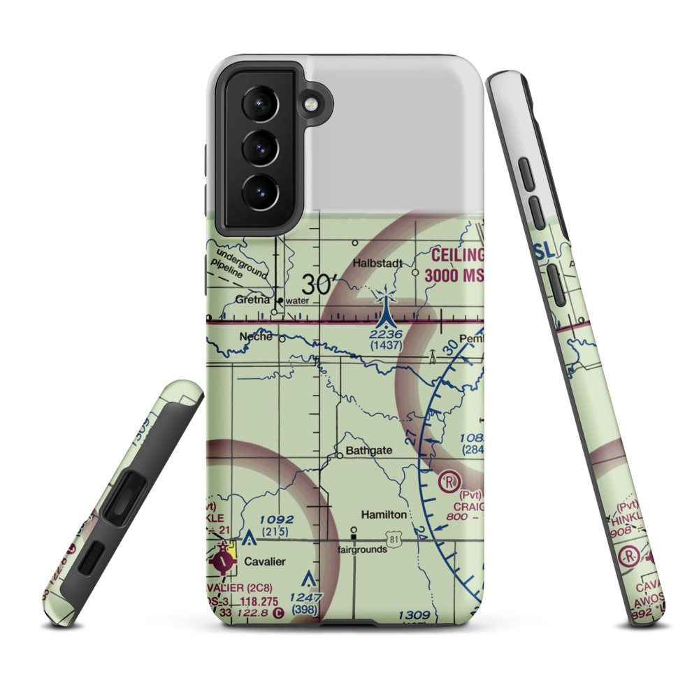 Horsley Airstrip (NA67) VFR Sectional Samsung Phone Case Samsung Galaxy S21 FE model shown