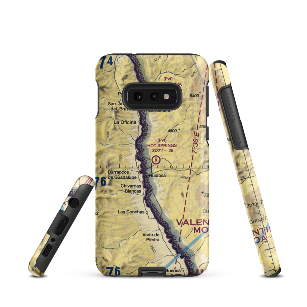 Hot Springs Airport (3TE4) VFR Sectional Samsung Phone Case Samsung Galaxy S10e model shown