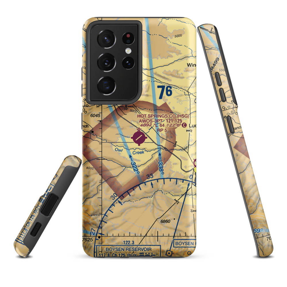 Hot Springs County Airport (HSG) VFR Sectional Samsung Phone Case Samsung Galaxy S21 Ultra model shown