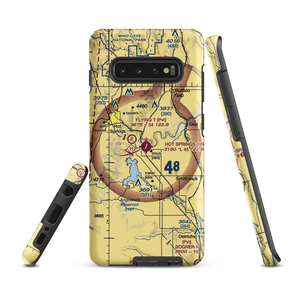 Hot Springs Municipal Airport (HSR) VFR Sectional Samsung Phone Case Samsung Galaxy S10e model shown
