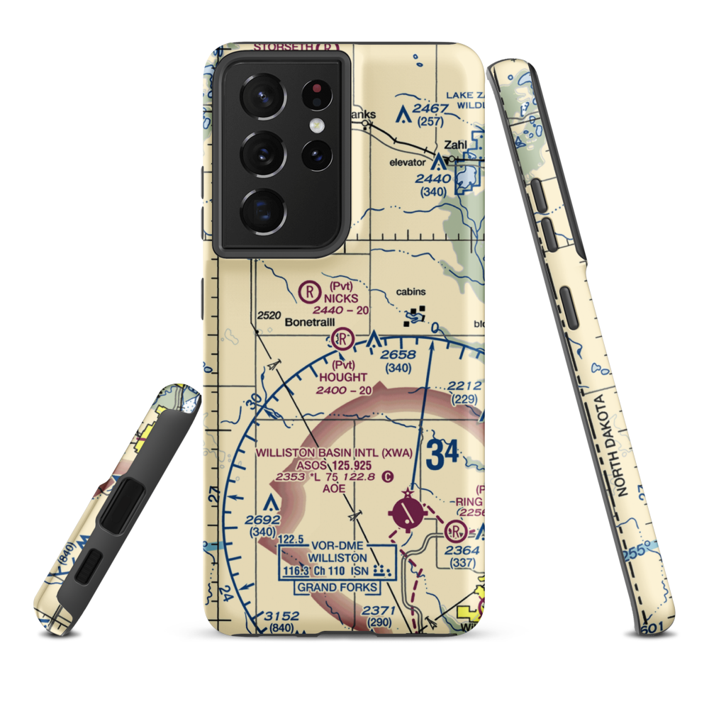 Hought Airstrip (NA18) VFR Sectional Samsung Phone Case Samsung Galaxy S21 Plus model shown