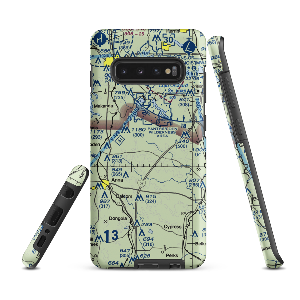 Houseman Airport (IL16) VFR Sectional Samsung Phone Case Samsung Galaxy S10 Plus model shown