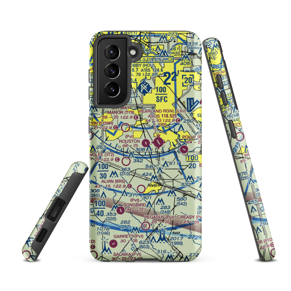 Houston Airpark (21XS) VFR Sectional Samsung Phone Case Samsung Galaxy S21 Ultra model shown