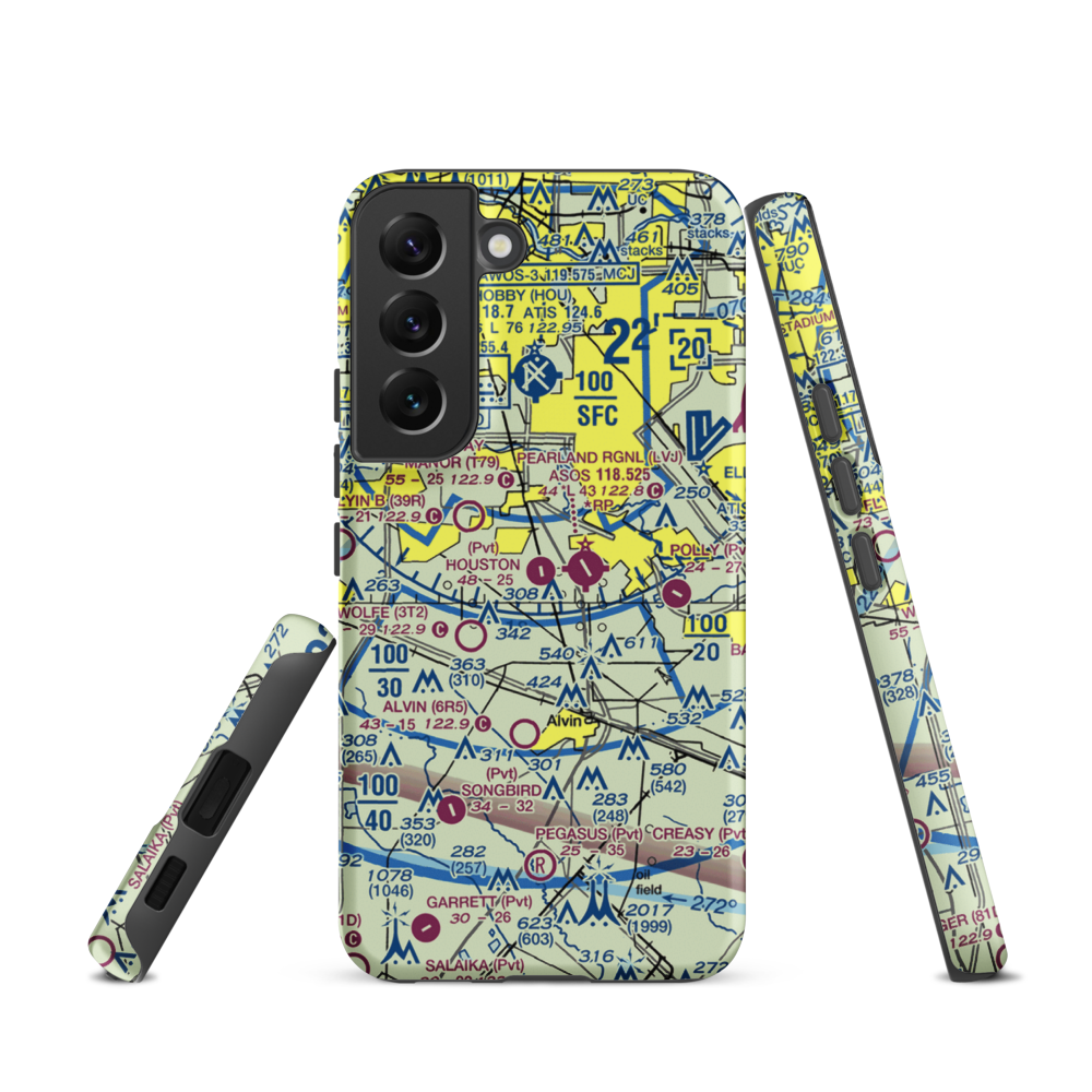 Houston Airpark (21XS) VFR Sectional Samsung Phone Case Samsung Galaxy S22 model shown