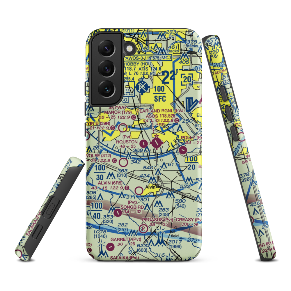 Houston Airpark (21XS) VFR Sectional Samsung Phone Case Samsung Galaxy S22 Plus model shown
