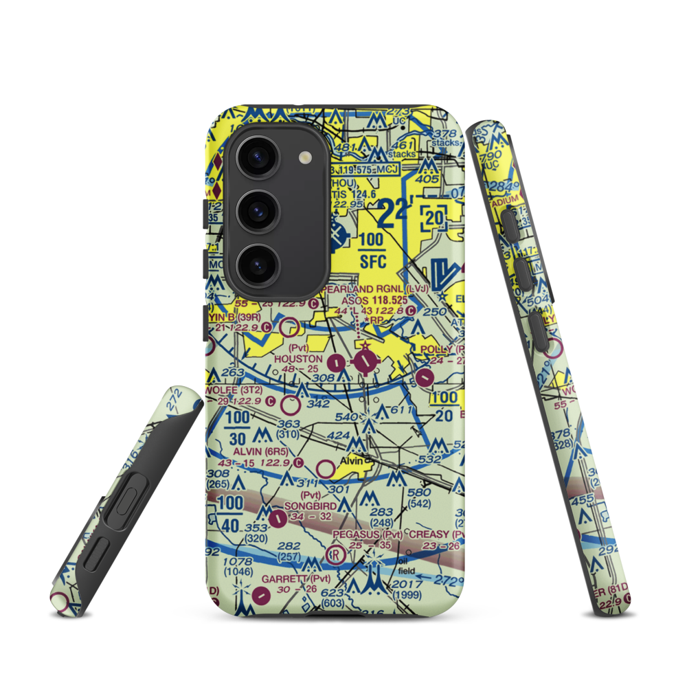 Houston Airpark (21XS) VFR Sectional Samsung Phone Case Samsung Galaxy S23 model shown