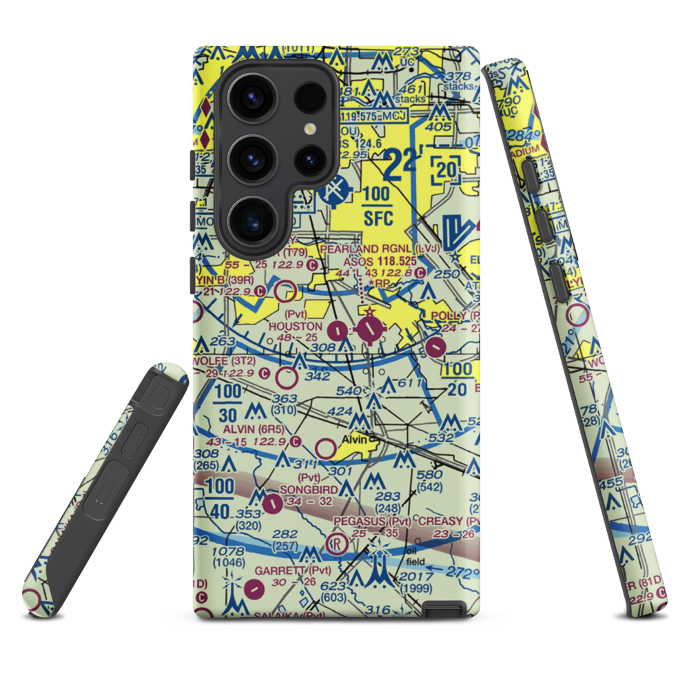 Houston Airpark (21XS) VFR Sectional Samsung Phone Case Samsung Galaxy S23 Ultra model shown