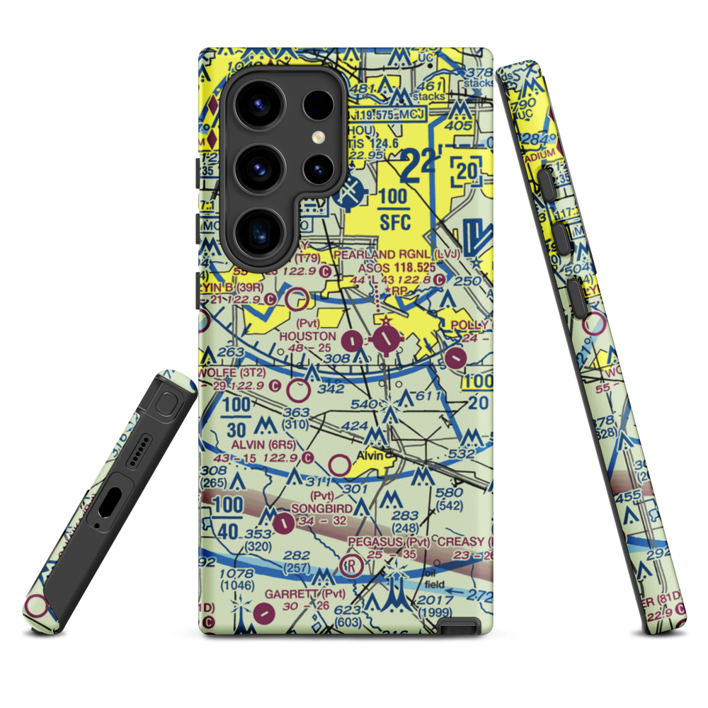 Houston Airpark (21XS) VFR Sectional Samsung Phone Case Samsung Galaxy S24 Ultra model shown