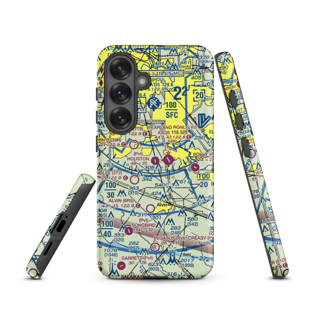 Houston Airpark (21XS) VFR Sectional Samsung Phone Case Samsung Galaxy S25 model shown