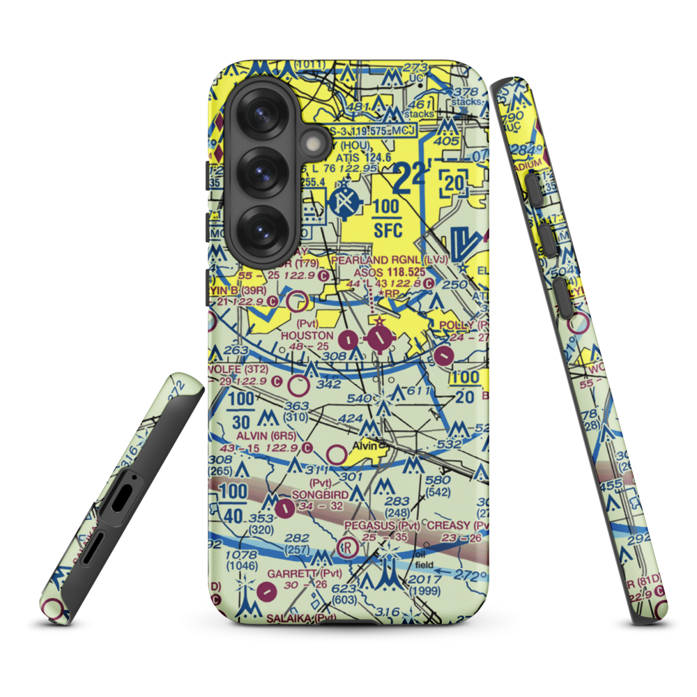Houston Airpark (21XS) VFR Sectional Samsung Phone Case Samsung Galaxy S25 Plus model shown