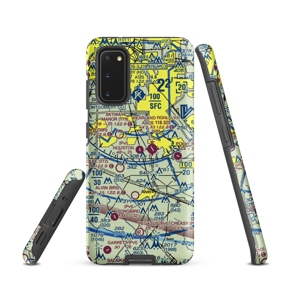 Houston Airpark (21XS) VFR Sectional Samsung Phone Case Samsung Galaxy S20 model shown
