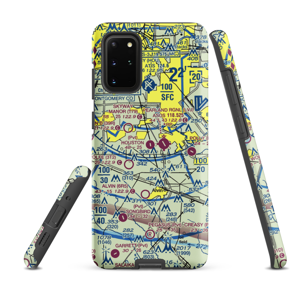 Houston Airpark (21XS) VFR Sectional Samsung Phone Case Samsung Galaxy S20 Plus model shown