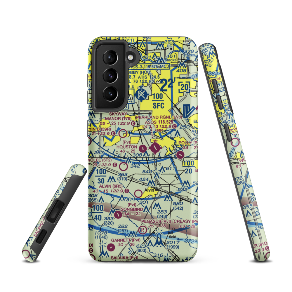 Houston Airpark (21XS) VFR Sectional Samsung Phone Case Samsung Galaxy S21 model shown