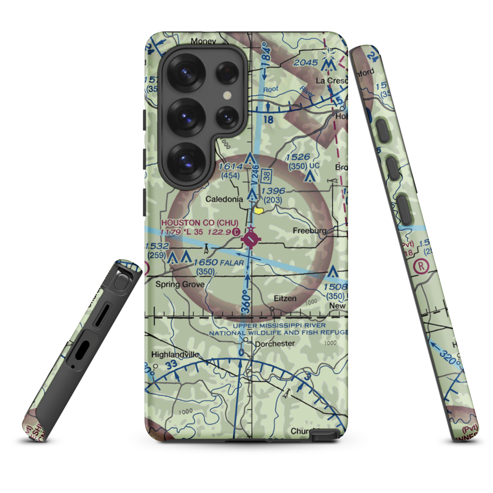 Houston County Airport (CHU) VFR Sectional Samsung Phone Case Samsung Galaxy S25 Ultra model shown