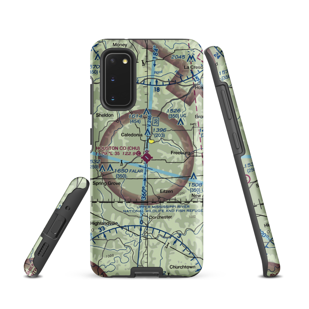 Houston County Airport (CHU) VFR Sectional Samsung Phone Case Samsung Galaxy S20 model shown