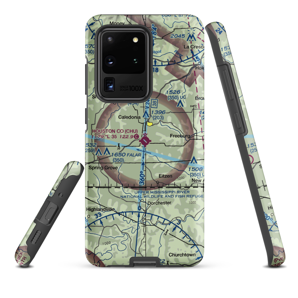 Houston County Airport (CHU) VFR Sectional Samsung Phone Case Samsung Galaxy S20 Ultra model shown
