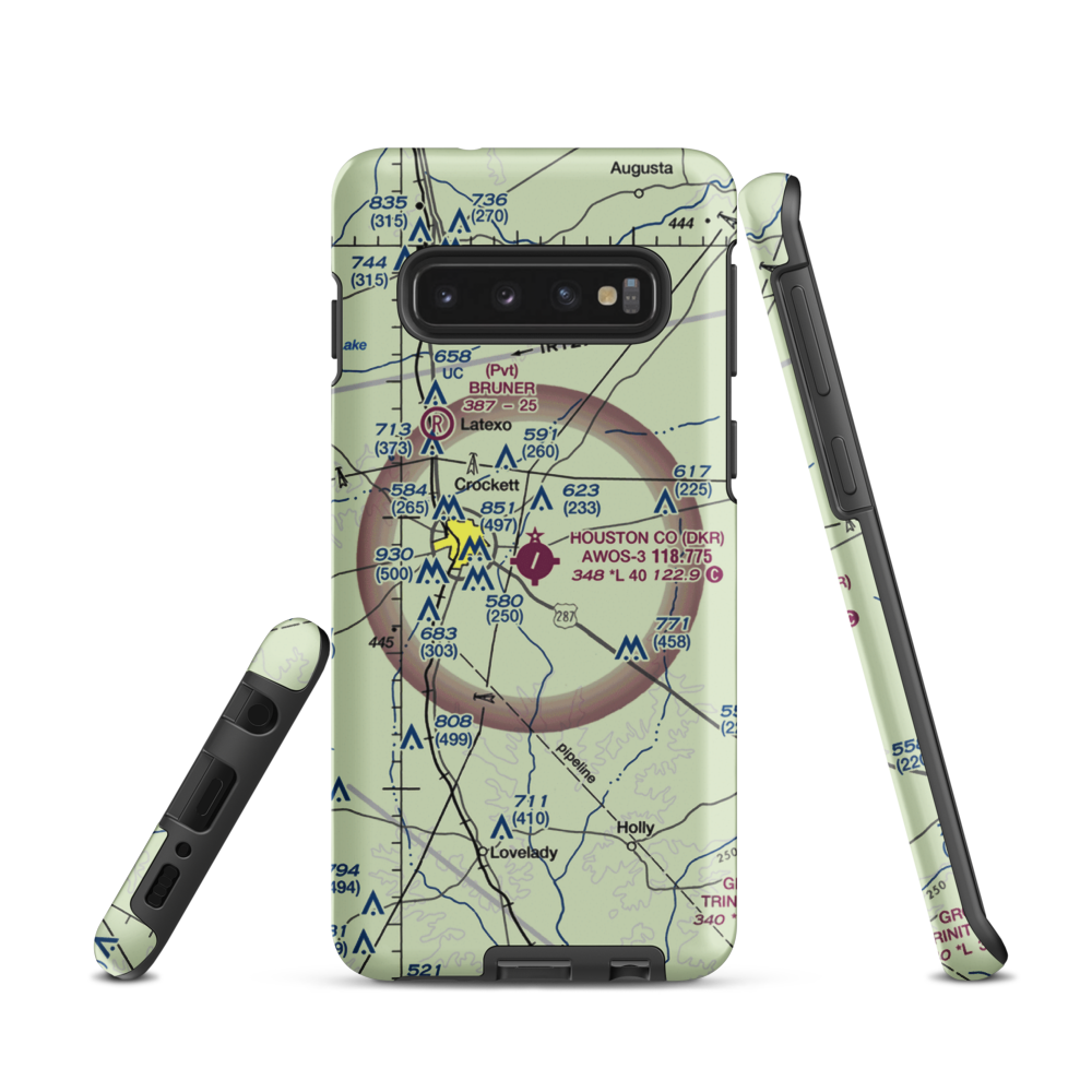 Houston County Airport (DKR) VFR Sectional Samsung Phone Case Samsung Galaxy S10 model shown