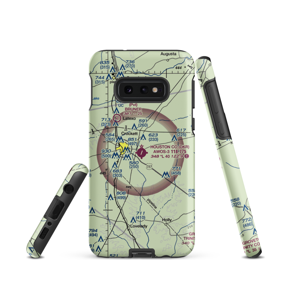 Houston County Airport (DKR) VFR Sectional Samsung Phone Case Samsung Galaxy S10e model shown