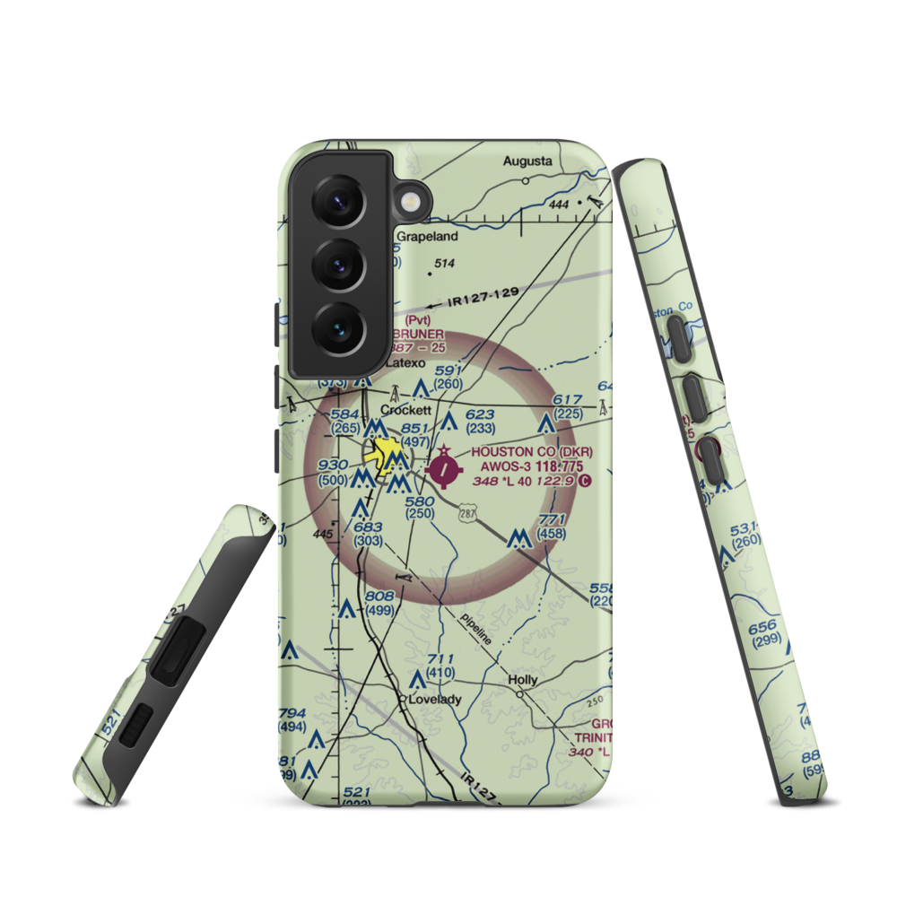 Houston County Airport (DKR) VFR Sectional Samsung Phone Case Samsung Galaxy S22 model shown