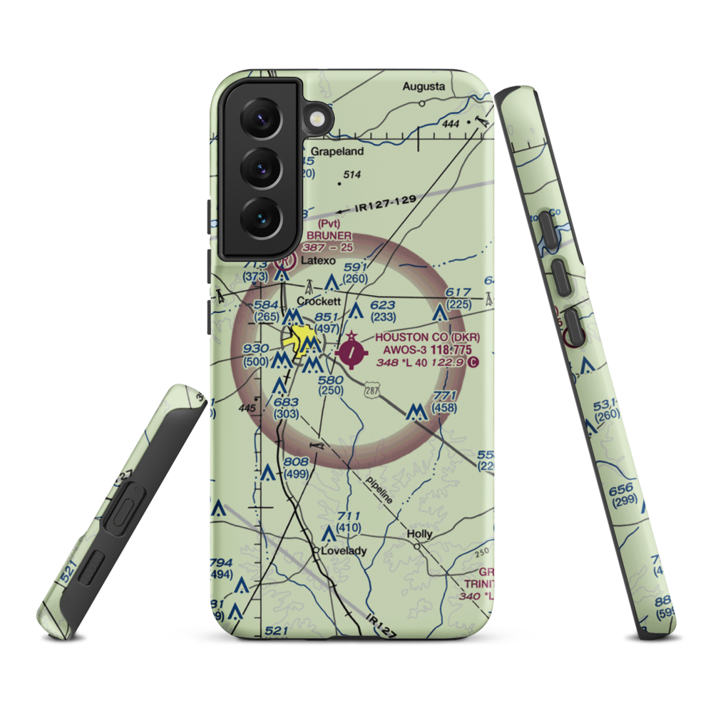 Houston County Airport (DKR) VFR Sectional Samsung Phone Case Samsung Galaxy S22 Plus model shown
