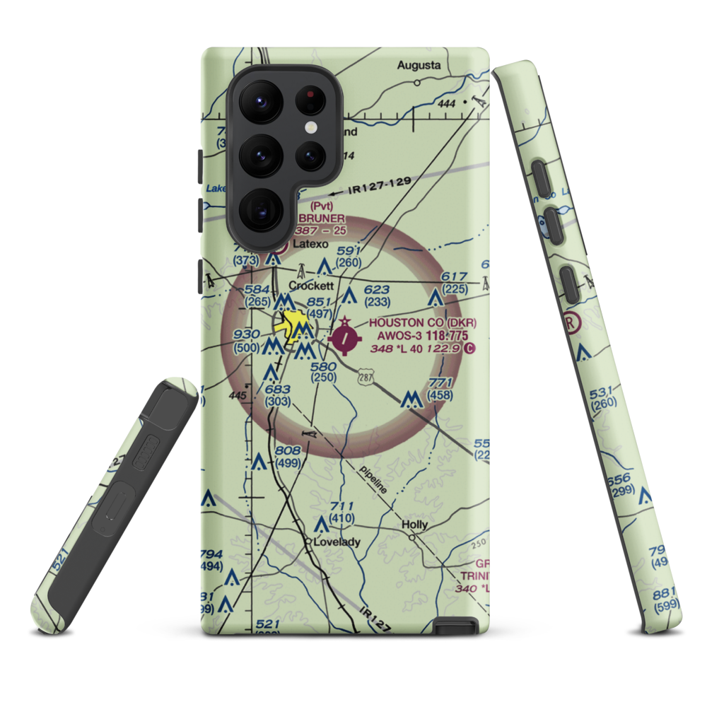 Houston County Airport (DKR) VFR Sectional Samsung Phone Case Samsung Galaxy S22 Ultra model shown