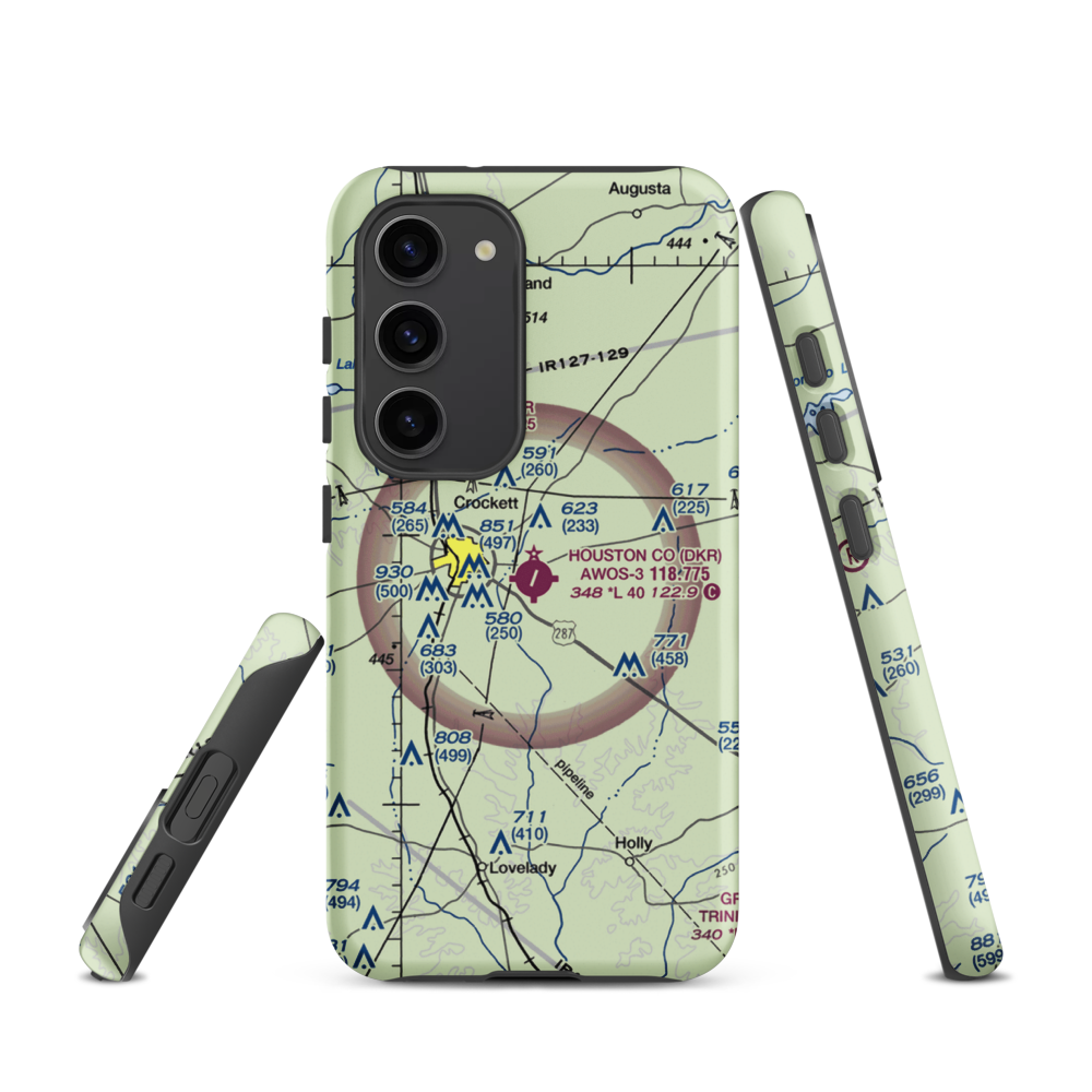 Houston County Airport (DKR) VFR Sectional Samsung Phone Case Samsung Galaxy S23 model shown