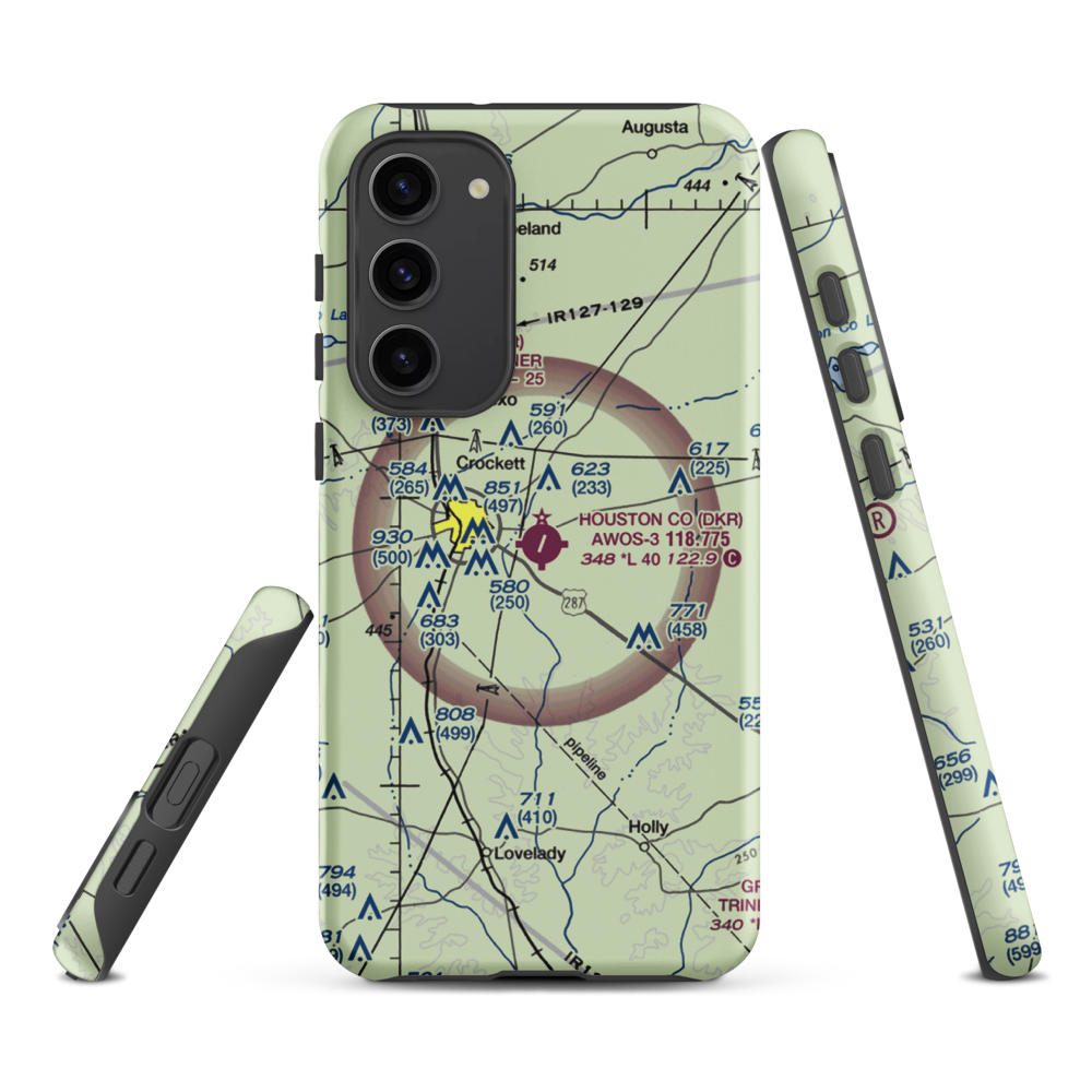 Houston County Airport (DKR) VFR Sectional Samsung Phone Case Samsung Galaxy S23 Plus model shown