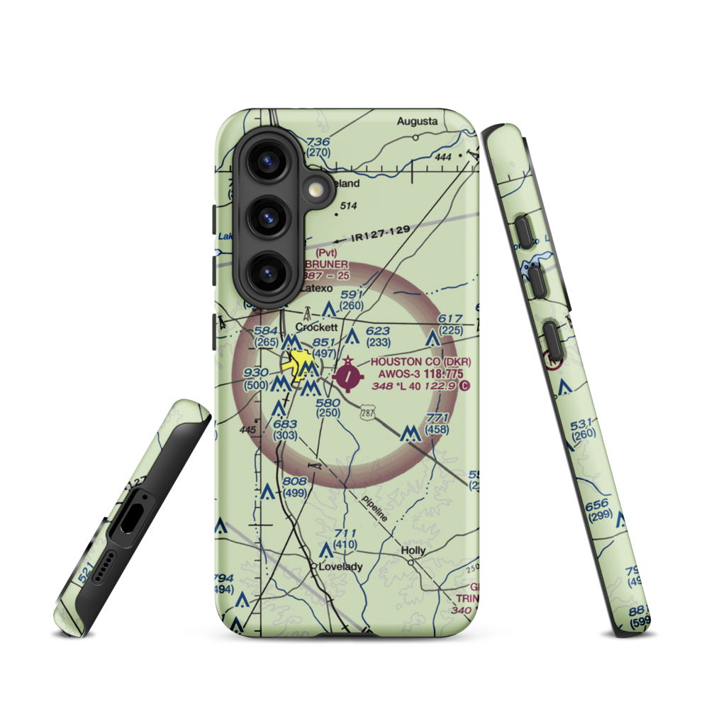 Houston County Airport (DKR) VFR Sectional Samsung Phone Case Samsung Galaxy S24 model shown