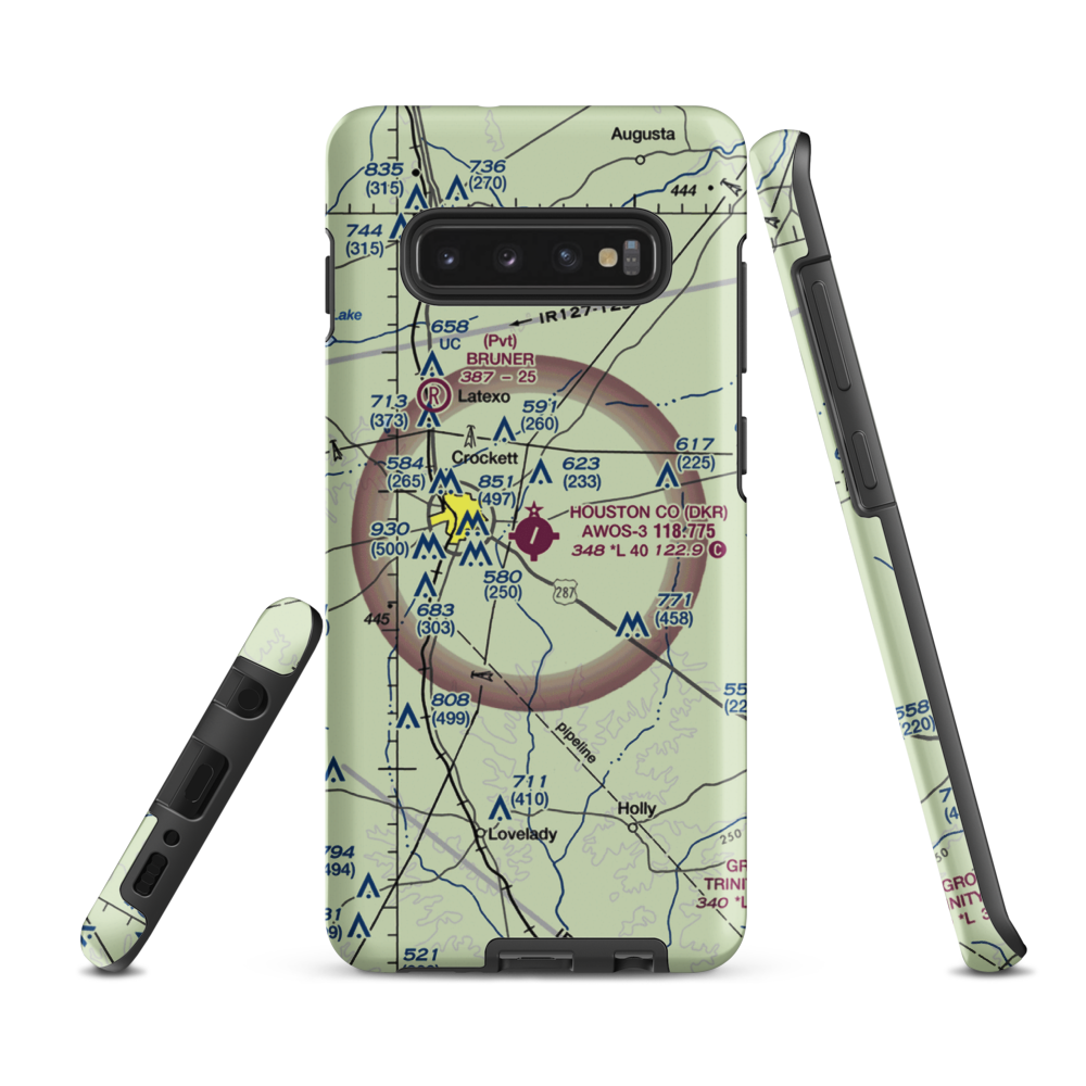 Houston County Airport (DKR) VFR Sectional Samsung Phone Case Samsung Galaxy S10 Plus model shown