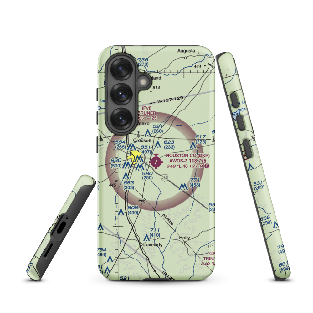 Houston County Airport (DKR) VFR Sectional Samsung Phone Case Samsung Galaxy S25 model shown