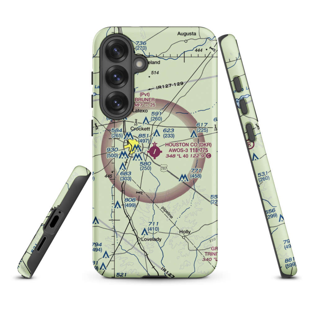 Houston County Airport (DKR) VFR Sectional Samsung Phone Case Samsung Galaxy S25 Plus model shown
