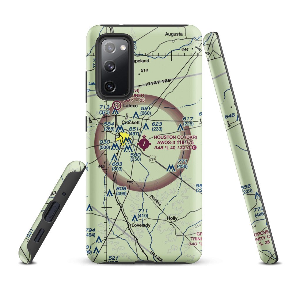 Houston County Airport (DKR) VFR Sectional Samsung Phone Case Samsung Galaxy S20 FE model shown