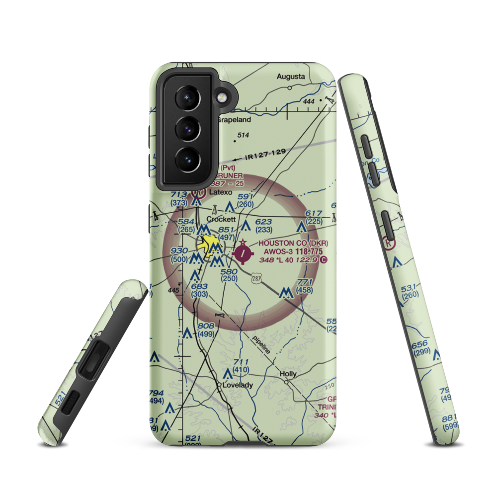 Houston County Airport (DKR) VFR Sectional Samsung Phone Case Samsung Galaxy S21 model shown