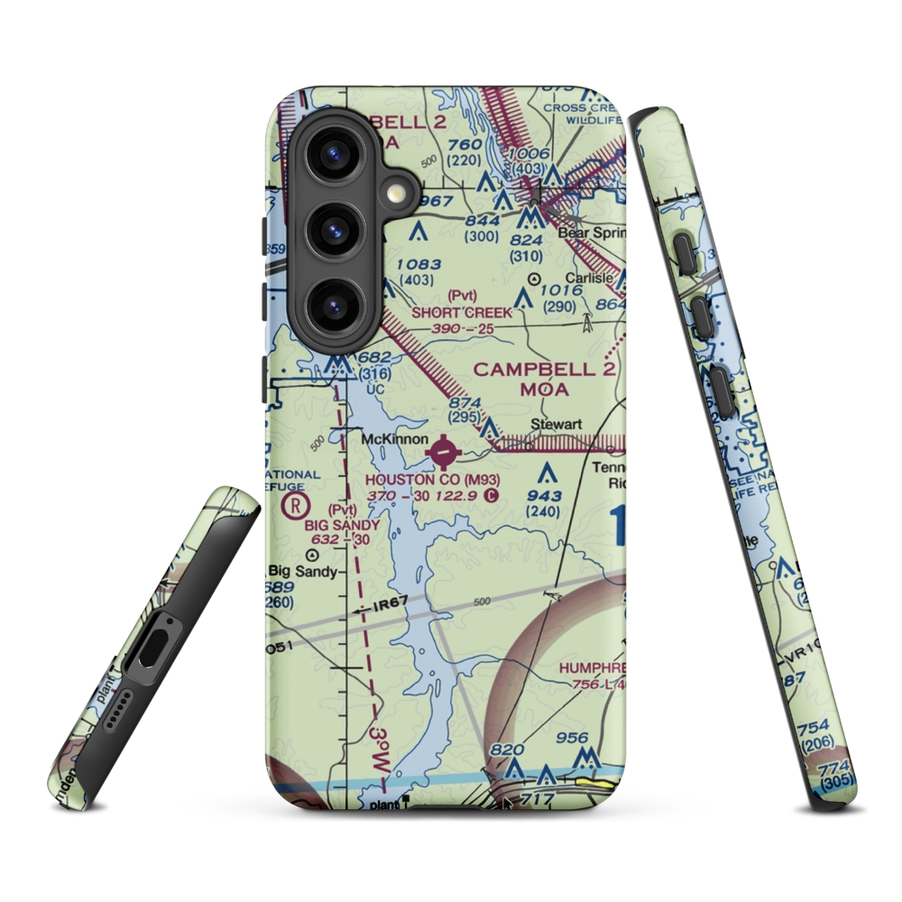 Houston County Airport (M93) VFR Sectional Samsung Phone Case Samsung Galaxy S24 Plus model shown
