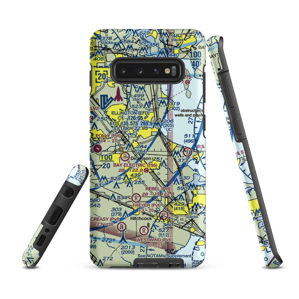 Houston Gulf Airport (SPX) VFR Sectional Samsung Phone Case Samsung Galaxy S10 Plus model shown