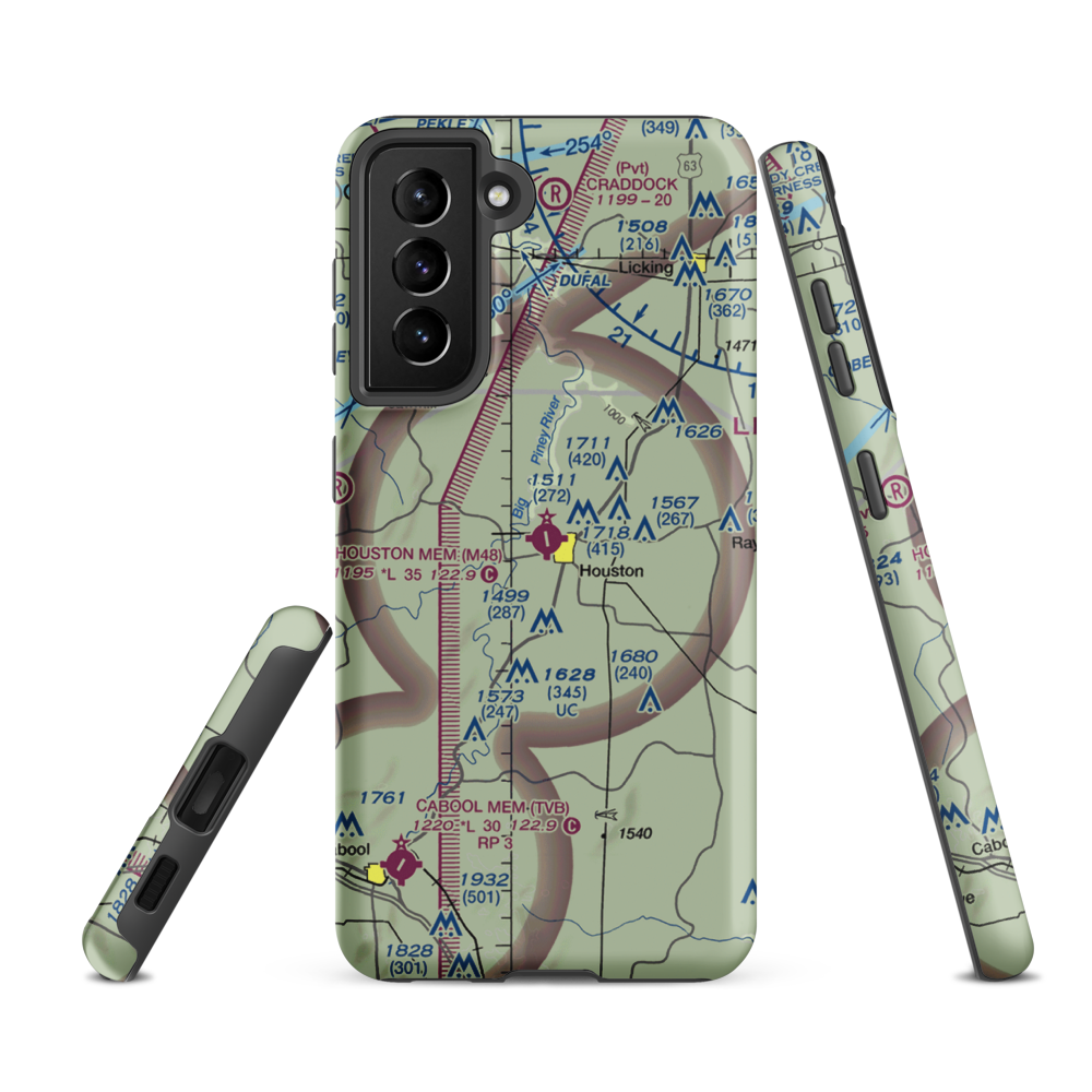 Houston Memorial Airport (M48) VFR Sectional Samsung Phone Case Samsung Galaxy S21 FE model shown
