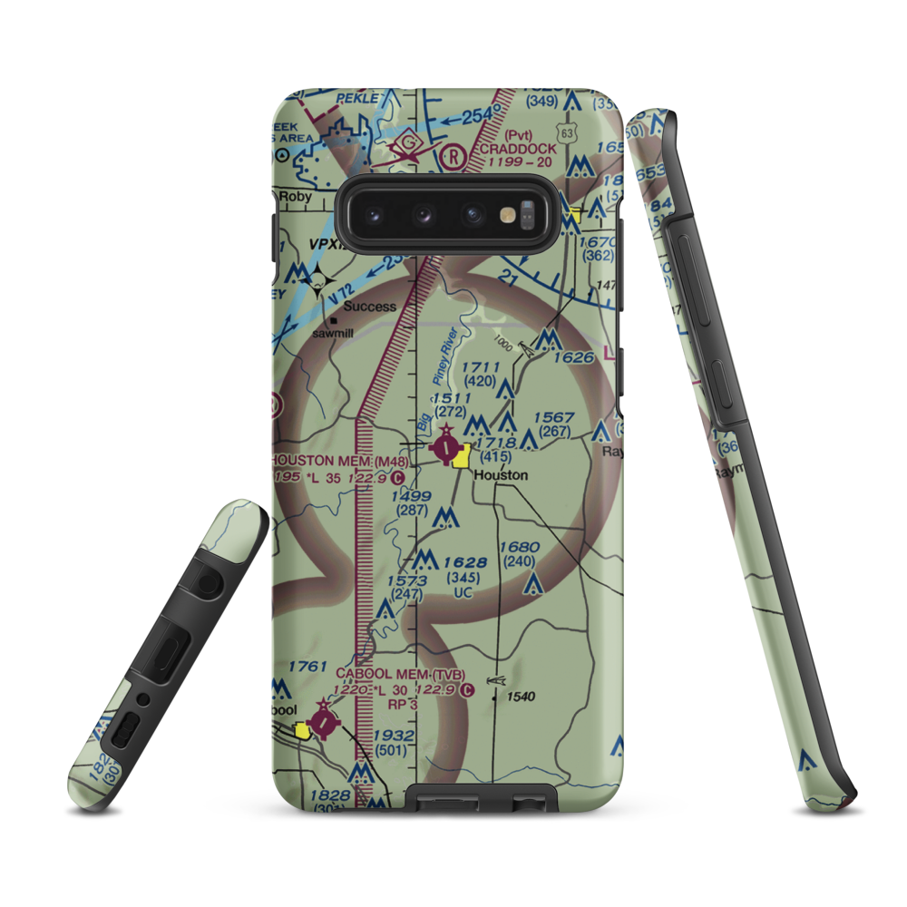 Houston Memorial Airport (M48) VFR Sectional Samsung Phone Case Samsung Galaxy S10 Plus model shown