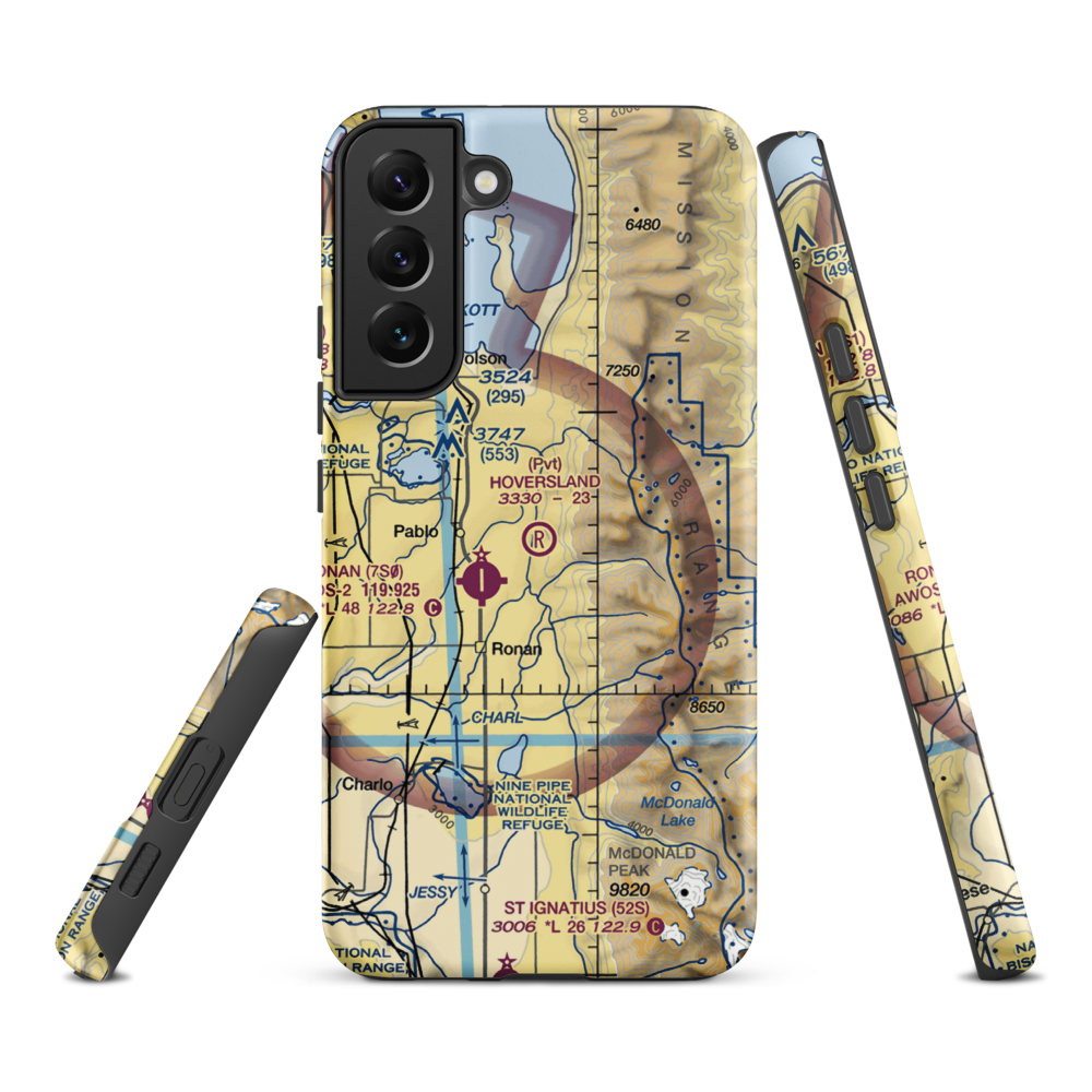 Hoversland Airport (MT19) VFR Sectional Samsung Phone Case Samsung Galaxy S22 Plus model shown